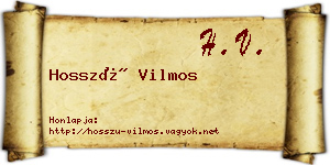 Hosszú Vilmos névjegykártya